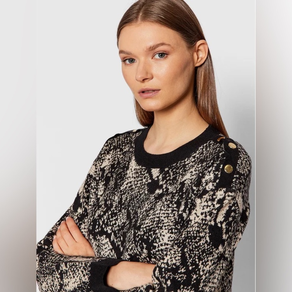 Liu Jo Black Python / Snake Long Sleeve Sweater Dress Size M - Picture 4 of 12
